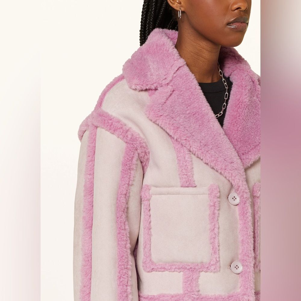 Revolve Berlin OW Collection Faux Shearling Pink Pastel Jacket Large - Picture 4 of 12